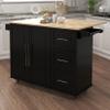 Kitchen Cart Utility Storage Trolley with Extensible Solid Wood Table Top and 3 Drawers, Kitchen Island on Wheels with Large Storage Cabinet and Inner Adjustable Shelves for Dining Room view 1