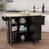 Kitchen Cart Utility Storage Trolley with Extensible Solid Wood Table Top and 3 Drawers, Kitchen Island on Wheels with Large Storage Cabinet and Inner Adjustable Shelves for Dining Room view 2