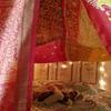 Bed Canopy Curtains Boho in Stock King Queen Size Bohemian red Gold Yellow Boho Decor Silk Sari Saree Curtains Red, Yellow/Gold view 3