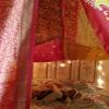 Bed Canopy Curtains Boho in Stock King Queen Size Bohemian red Gold Yellow Boho Decor Silk Sari Saree Curtains Red, Yellow/Gold view 4