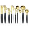 Silverware Set, 20PCS Matte Cutlery Set Knife Dessert Fork Spoon Dinnerware Set Stainless Steel Tableware Set Kitchen Dinner Set Serves for 4 Dishwasher safe (Color : Black Gold) view 1