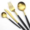 Silverware Set, 20PCS Matte Cutlery Set Knife Dessert Fork Spoon Dinnerware Set Stainless Steel Tableware Set Kitchen Dinner Set Serves for 4 Dishwasher safe (Color : Black Gold) view 3