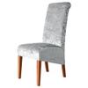 Velvet XL Dining Chair Covers - Stretch Chair Slipcovers, Spandex Parson Chair Covers for Dining Room, Wedding, Ceremony, Banquet - Silver - 6 Pieces view 1