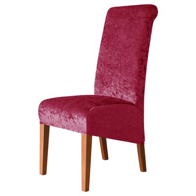 Velvet XL Dining Chair Covers - Stretch Chair Slipcover, Spandex Parson Chair Slipcovers for Dining Room, Wedding, Ceremony, Banquet - Wine Red - 2 Pieces