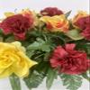 Cemetery Headstone Saddle Arrangement with Yellow Roses, Burgundy Peonies, and Swirl Roses view 4