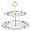 2-tier Cake Stand Ceramic Serving Tray Birthday Party Afternoon Tea Fruit Plate Dessert Cupcake Stand (Color : White, Size : 27.5 * 25.5cm) view 1