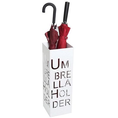 HAIXHX Metal Umbrella Holder, Entryway Freestaning Umbrella Stand Rack with 2 Hooks for Cane, Walking Stick, Wrapping Paper Holder, Stand (Color : White)