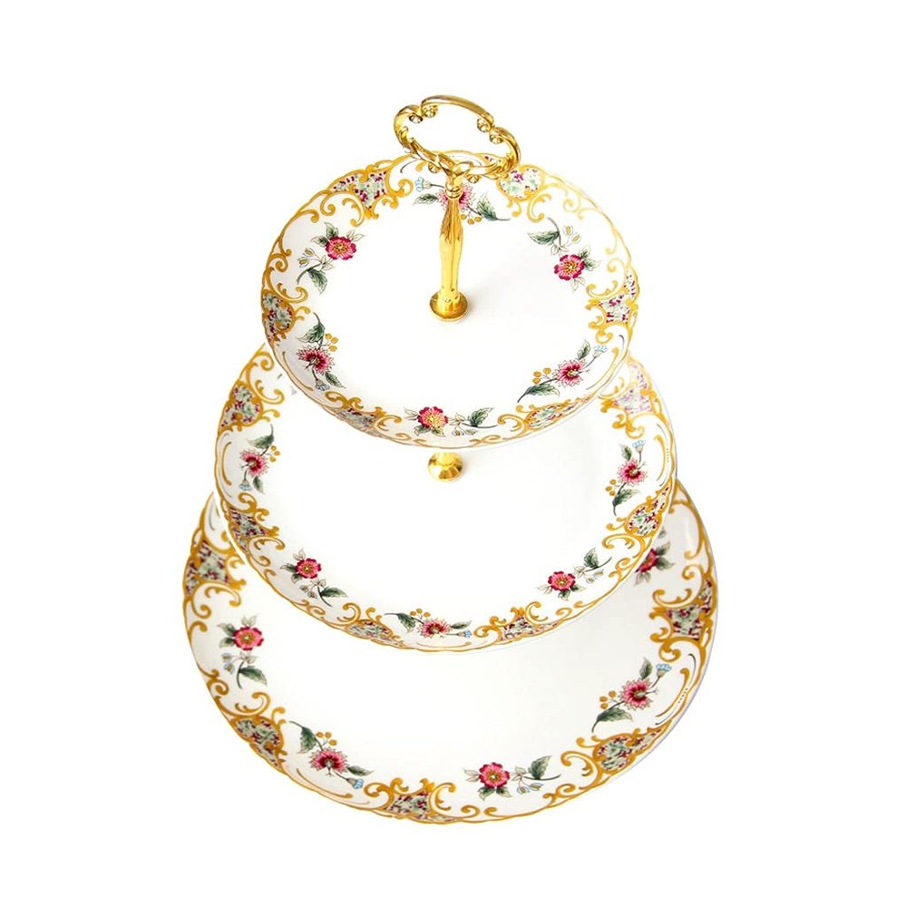 3 Tier Cake Stand Cake Display Stand Round Serving Tray Ceramic Dessert Stand Fruit Plate For Wedding Home Party (Color : White, Size : 25 * 37cm)