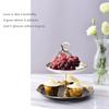 2-Tier Ceramic Cake Stand Dessert Display Stand Party Serving Tray Snack Platter Food Server Display Holder With Gold Carry Holder (Color : Black, Size : 27 * 25.5cm) view 3