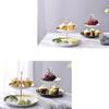2-Tier Ceramic Cake Stand Dessert Display Stand Party Serving Tray Snack Platter Food Server Display Holder With Gold Carry Holder (Color : Black, Size : 27 * 25.5cm) view 4