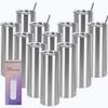 12 Pack 20 Oz Straight Skinny Tumblers,Individually Gift Boxed Stainless Steel Slim Skinny Tumbler Set Bulk, 20 Oz Insulated Slim Thin Travel Tumbler Cup for Diy, Silver view 1