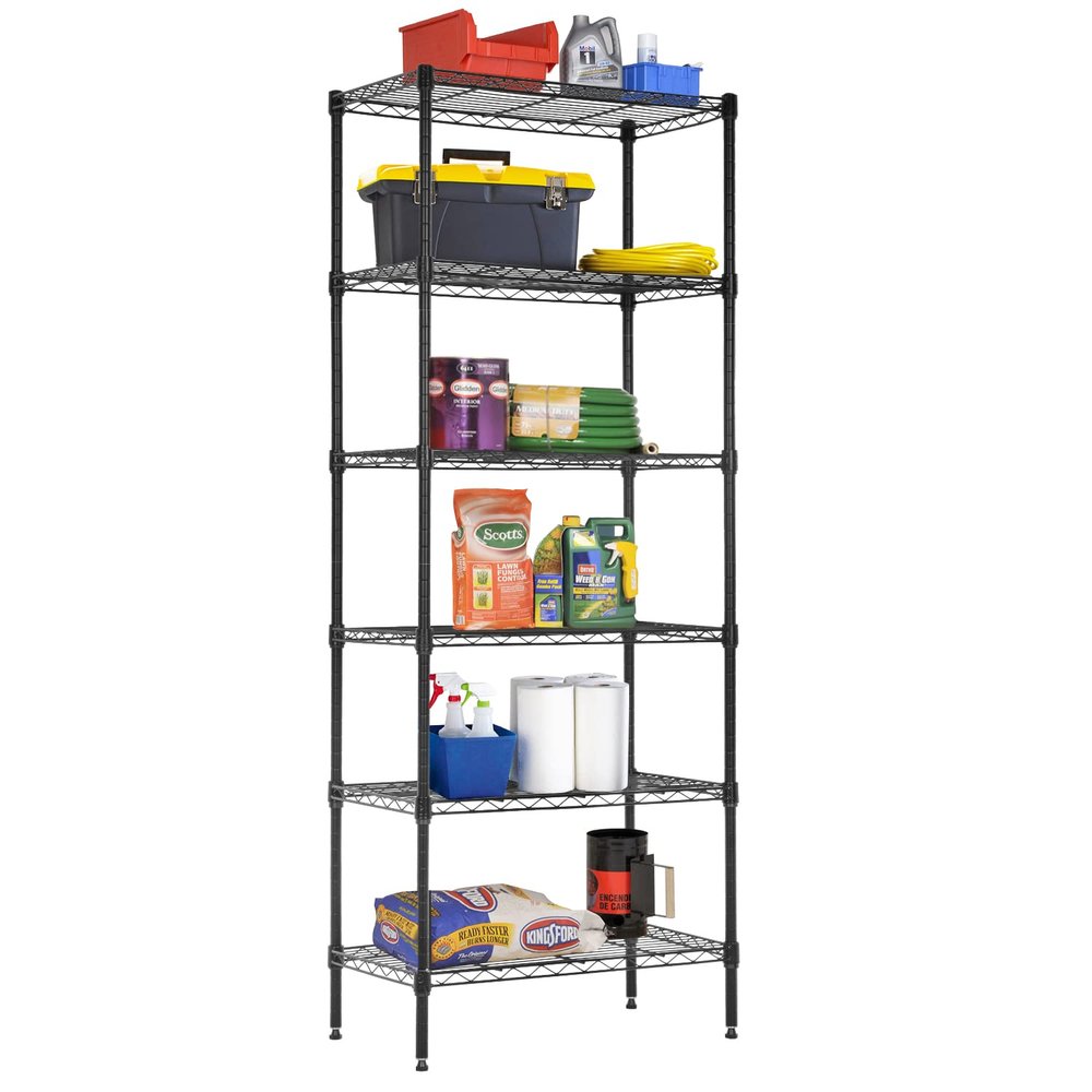 BestOffice Adjustable Wire Shelving Storage Shelves Heavy Duty Shelving Unit for Small Places Kitchen Garage (Black, 13 D x 23 W x 59 H)
