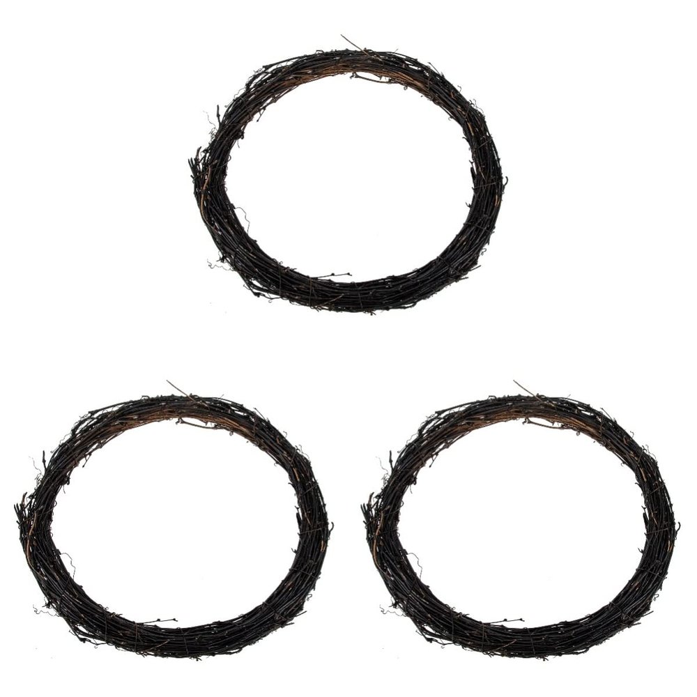 BESTOYARD 3pcs Halloween Black Vine Ring Halloween Home Decor Halloween Garland Black Frames Artificial Garland Window Holiday Grapevine Wreathes DIY Wreath Making Frame DIY Garland Ring