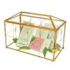 12.6x5.9x9.0inch Wedding Gold Glass Card Box with Lock and Slot - Envelope Card Holder for Reception Handmade Gold Decorative Box, Party Centerpiece Gift Card Box Handmade Wedding Card Box view 1