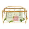 12.6x5.9x9.0inch Wedding Gold Glass Card Box with Lock and Slot - Envelope Card Holder for Reception Handmade Gold Decorative Box, Party Centerpiece Gift Card Box Handmade Wedding Card Box view 2