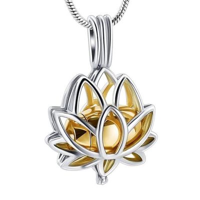 BIAIHQIE Cremation Jewelry for Ashes Stainless Steel Lotus Flower Keepsake Locket Necklace Hold Memorial - Memorial Ash Keepsake Gold