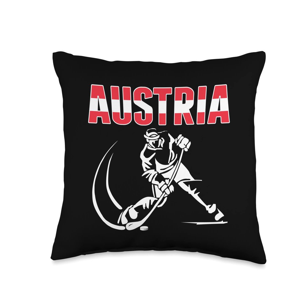 Austria Ice Hockey Lovers Jersey - Austrian Hockey Team Fans Throw Pillow