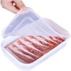 2 Pack Plastic Bacon Box, Deli Meat Saver Cold Cuts Fridge Keeper, Cheese Food Storage Container with Lid for Refrigerator, Shallow Low Profile Christmas Cookie Holder view 1