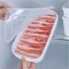 2 Pack Plastic Bacon Box, Deli Meat Saver Cold Cuts Fridge Keeper, Cheese Food Storage Container with Lid for Refrigerator, Shallow Low Profile Christmas Cookie Holder view 2