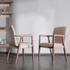 NABEIM Dining Chairs with Arms, Mid-Century Dining Side Chair with Faux Leather Seat, Arm Chair in Rubberwood, Upholstered Living Room Chairs for Kitchen Bedroom Cafe (Color : Dark Brown) view 2