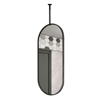 Ceiling Hanging Oval Mirror, with Metal Frame and Boom Vanity Makeup Decorative Mirror Clear and Practical, Bathroom Floating Wall Decorative Mirrors for Home or Hotel (Size : 50cmx70cm)