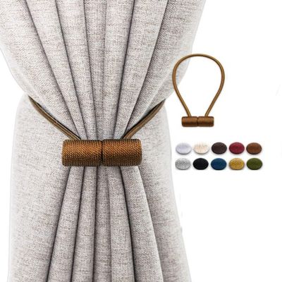 1 Piece 16 Inch Magnetic Decorative Curtain Holder Curtain Clip Hook Curtain Tie Decorative Home Accessories,Light Brown,40CM
