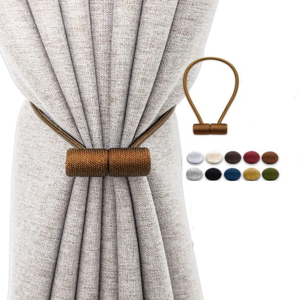 1 Piece 16 Inch Magnetic Decorative Curtain Holder Curtain Clip Hook Curtain Tie Decorative Home Accessories,Light Brown,40CM
