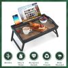 2 Pack Bed Tray Table Breakfast Trays Serving Tray Bamboo Bed Laptap Floding Legs with Handles and Phone Holders view 3