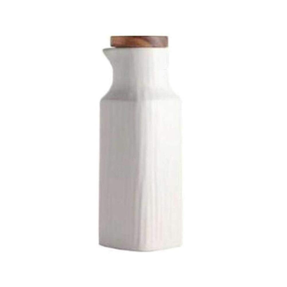 olive oil and vinegar dispenser cruet bottles Ceramic Olive Oil Vinegar Bottle Dispenser 400ML Oil storage bottle Handcrafted Ceramic spice bottle (Color : White)