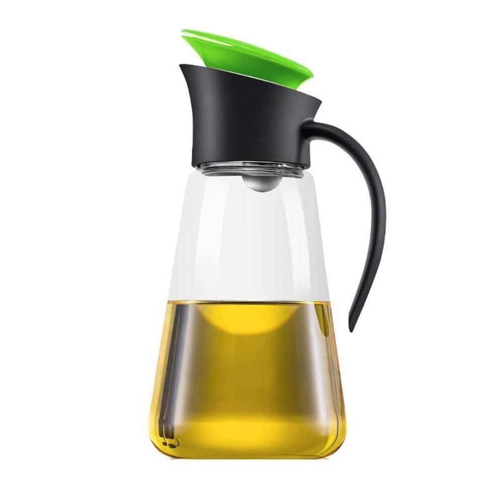 olive oil and vinegar dispenser cruet bottles Olive Oil Bottle With Automatic Cap,High Borosilicate Glass And Oil Vinegar And Soy Sauce Dispenser Bottle For Kitchen 550ml (Color : Green)