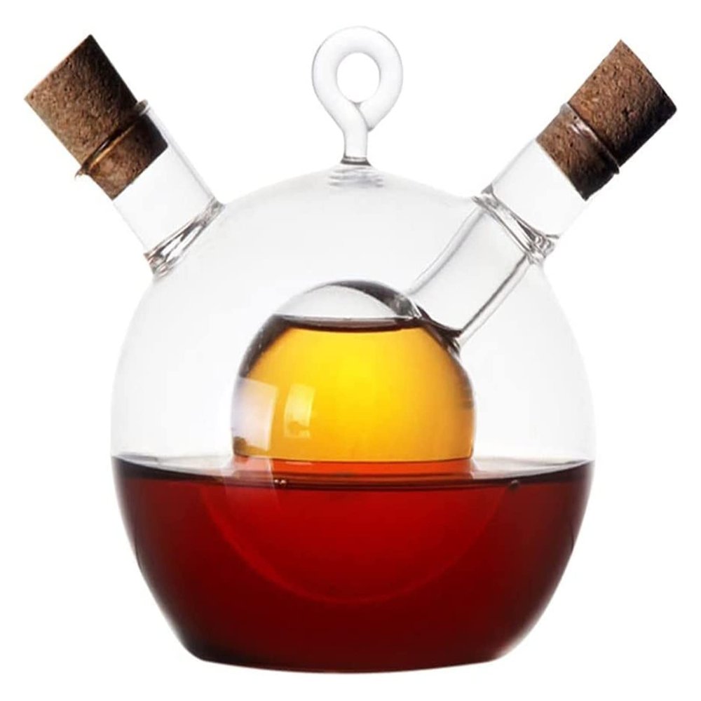 olive oil and vinegar dispenser cruet bottles 2 In 1 Glass Oil And Vinegar Bottles Of Soy Sauce Vinegar Bottle Kitchen Supplies Glass Bottle Kitchen Oil Bottle (Color : A)