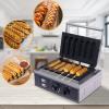CNCEST Commercial Use Corn Dog Waffle Maker, 110V Electric Waffle Hot Dog Maker Iron Baker Machine, Stainless Steel Cheese Stick Press Iron, 50-300 Temp Control, Two Patterned Baking Pans(6 Hot Dogs) view 3