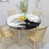 Wolf Elastic Edged Polyester Fitted Tablecolth, Howling Animal on Cliff Under Full Moon Print Large Round Fitted Table Cover, Fit Round Tables up 45"-56" Diameter, for Indoor Outdoor Patio Use view 2