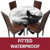 Wolf Elastic Edged Polyester Fitted Tablecolth, Howling Animal on Cliff Under Full Moon Print Large Round Fitted Table Cover, Fit Round Tables up 45"-56" Diameter, for Indoor Outdoor Patio Use view 3