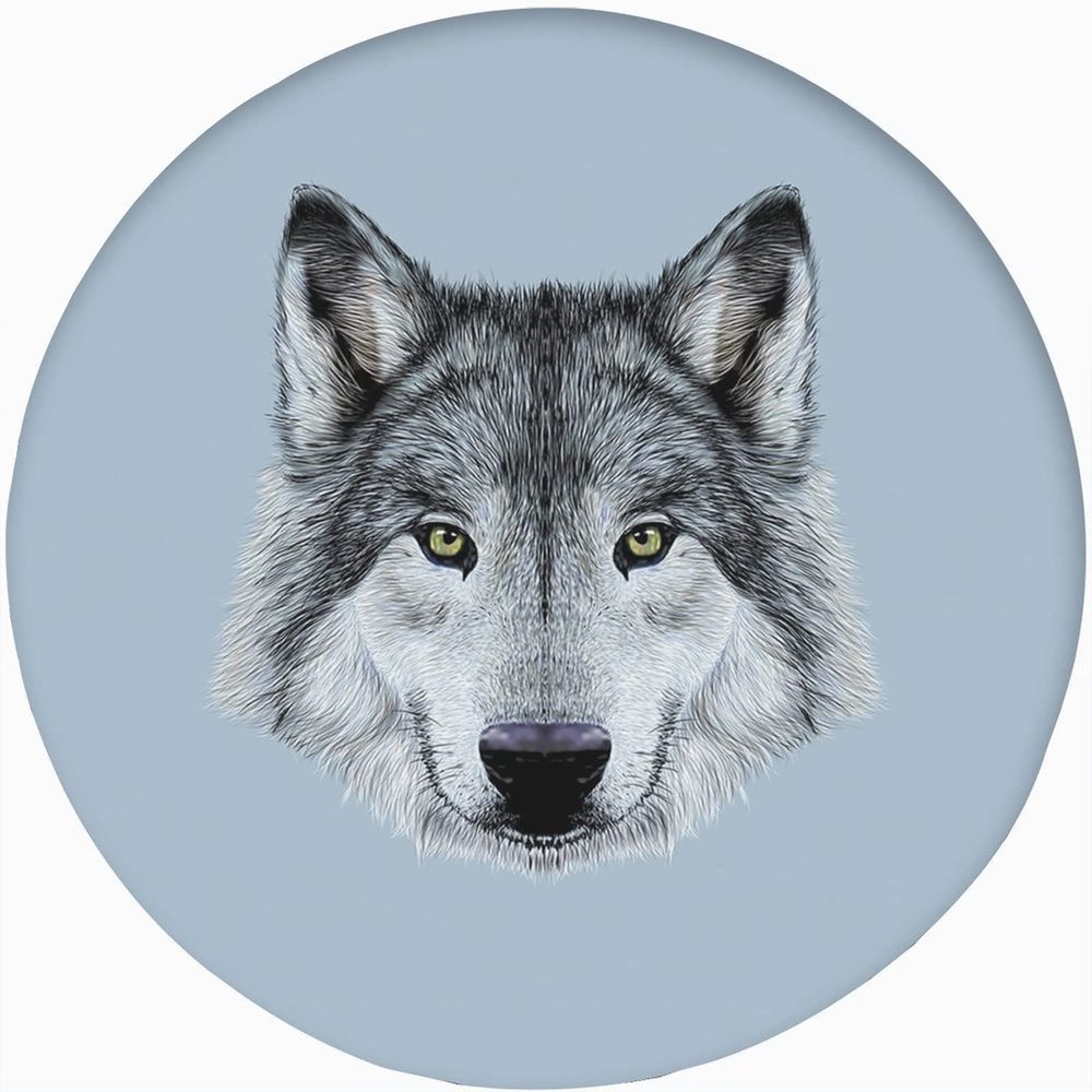 XISUNYA Wolf Round Fitted Tablecloth with Elastic Edge, Wolf Portrait with Beautiful Gaze Print Small Polyester Table Pad, Fit Round Tables up 40"-44" Diameter, for Restaurant Picnic Party
