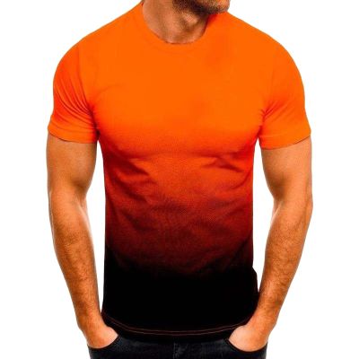 Mens Short Sleeve Workout T Shirt Lightweight Stylish Slim Fit Muscle Tee Casual Basic Crew Neck Athletic Shirts (Orange,Small)