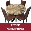XISUNYA World Map Round Fitted Tablecloth with Elastic Edge, Atlas Theme Countries Print Large Polyester Table Cover, Fit Round Tables up 45"-56" Diameter, for Outdoor Indoor Use view 3