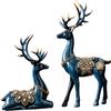 2pcs Couple Reindeer Sculpture Reindeer Figurines Modern Deer Statue Reindeer Ornament for Christmas Table Living Room Decorations - Blue view 2