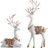 2pcs Couple Reindeer Sculpture Reindeer Figurines Modern Deer Statue Reindeer Ornament for Christmas Table Living Room Decorations - White view 1