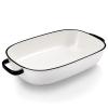 6 Quart Large Rectangular Baking Dish, 16x11 Inches Ceramic Baking Pan Casserole Dish for Cooking,Kitchen and Daily Use, Safe for Oven Microwave Refrigerator Disinfection Cabinet and Dishwasher,White view 1