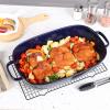 6 Quart Large Rectangular Baking Dish, 16x11 Inches Ceramic Baking Pan Casserole Dish for Cooking,Kitchen and Daily Use, Safe for Oven Microwave Refrigerator Disinfection Cabinet and Dishwasher,Blue view 2