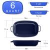 6 Quart Large Rectangular Baking Dish, 16x11 Inches Ceramic Baking Pan Casserole Dish for Cooking,Kitchen and Daily Use, Safe for Oven Microwave Refrigerator Disinfection Cabinet and Dishwasher,Blue view 3