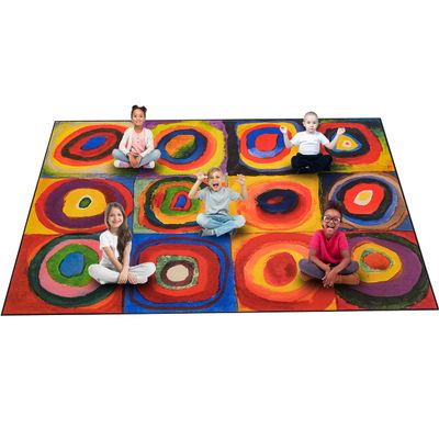 ABCarpet Red Art Classroom Rug Carpet Non-Slip Washable Rug for Preschool Elementary Library Reading Activity Art Studio Homeschool Kindergarten Pre-K Large Soft 12 Seating 6.5 x 8.5 ft