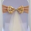 100Pcs Stretch Satin Chair Sashes Bows Chair Bands Decor for Hotel Wedding Reception Party Event Chair Cover Decoration Champagne Gold view 2