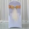 50Pcs Stretch Satin Chair Sashes Bows Chair Bands Decor for Hotel Wedding Reception Party Event Chair Cover Decoration Champagne Gold view 1