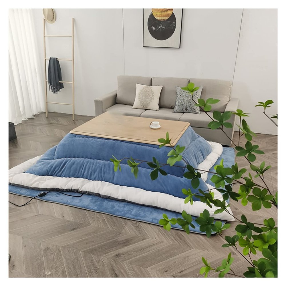 Appleya Kotatsu Table with Heater and Blanket Tables Washable Kotatsu Futon Comforter (Including Table), 47.2 * 31.4 * 17.7 Inch (Color : E, Size : 47.2 * 31.4 * 17.7 inch)