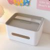 Alvinlite Rectangular Tissue Box Cover Multifunctional Tissue Box Holder with Stationery Remote Control Box Tissue Pen Remote Organizer for Home Office Desk(White) view 4