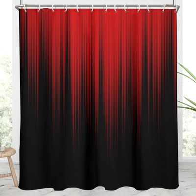 AAtter Red and Black Shower Curtain Ombre Dark Gothic Goth Mens Cool Anime Adults Boys Modern Abstract Extra Long XL Large Home Bathroom Decor Bathtub Set with 12 Hooks, 72x84, Gradient
