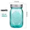 16 oz Teal Mason Jars with LidsRegular Mouth Canning Jar, 6 Pack Multifunction Glass Container, for Storage, Canning, Pickling, Preserving, Fermenting, DIY Crafts & Decor view 2