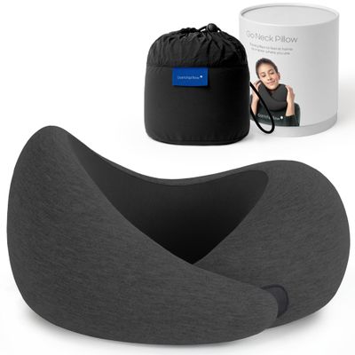 Ostrichpillow Go Neck Pillow, Travel Pillows for Airplanes, Premium Memory Foam Travel Pillow, 360 Ergonomic Design, Asymmetrical Sides, Travel Bag Included, Washable Modal Cover